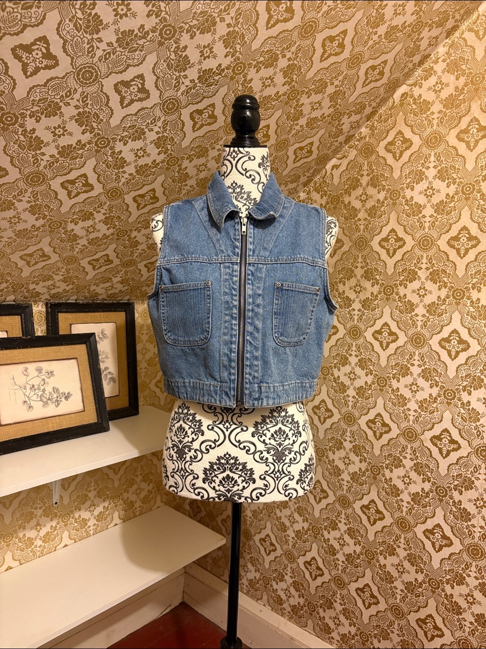 Vintage L.A. Blues Blue Cropped Denim Vest